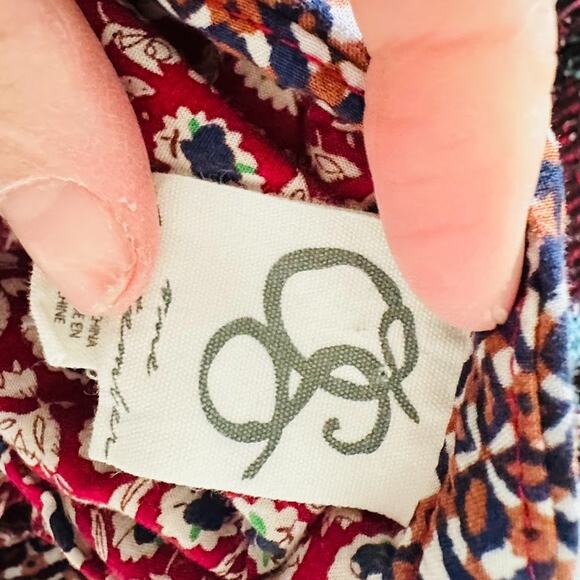 Anthropologie One September Womens Top Size M Tamarosa Red Pleated Patchwork - Picture 7 of 10